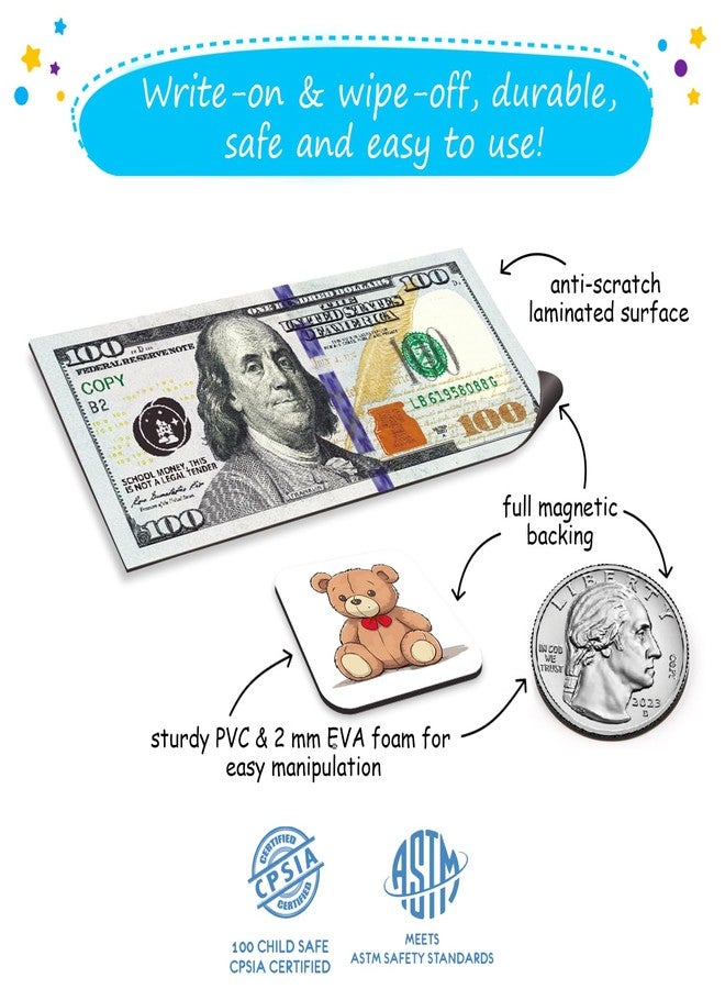 Simply magic 67 PCS Play Money for Teaching - Magnetic Money for Classroom Activity Set, Pretend Play Money Magnets for Kids, Money Manipulatives & Games, Toy Toddler Money, Learning Coins, Bills - Image 5